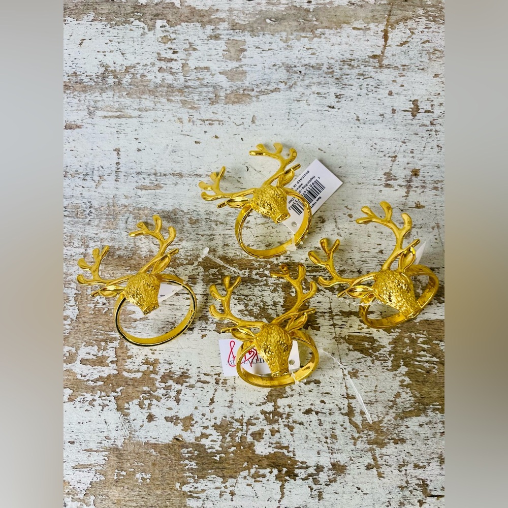 Golden Deer Napkin Rings Set of Four